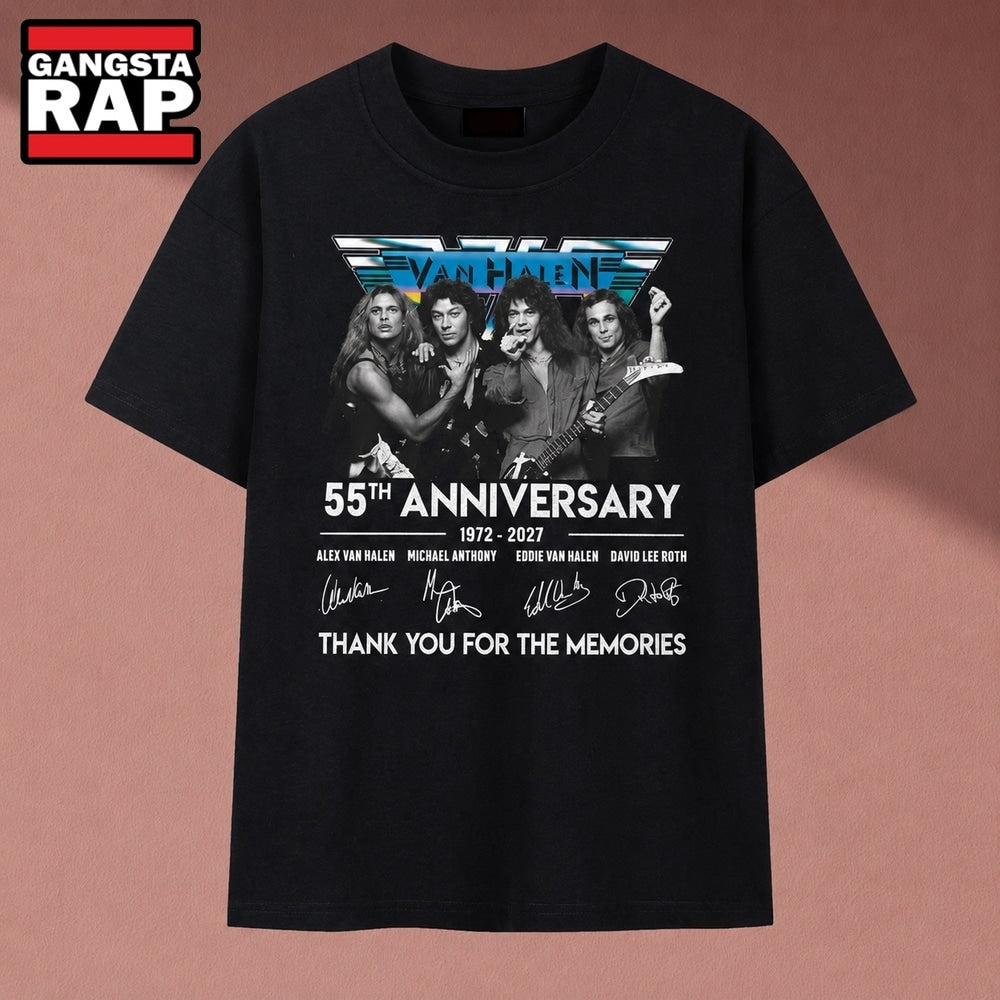 Van Halen 55th Anniversary 1972 2027 Band Signatures T Shirt, Music 2D Shirt