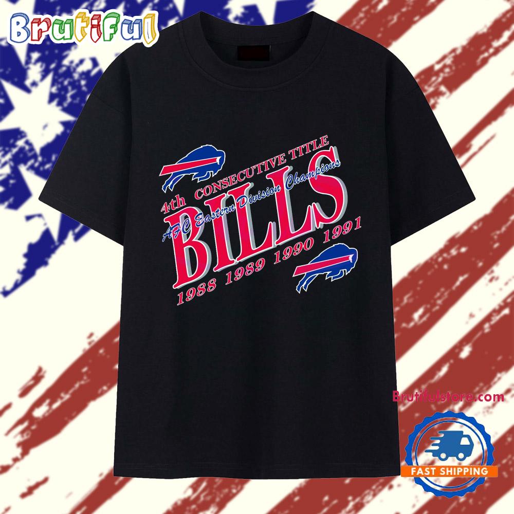 Vintage 1991 Buffalo Bills 4Th Consecutive Title Nfl Football T Shirt