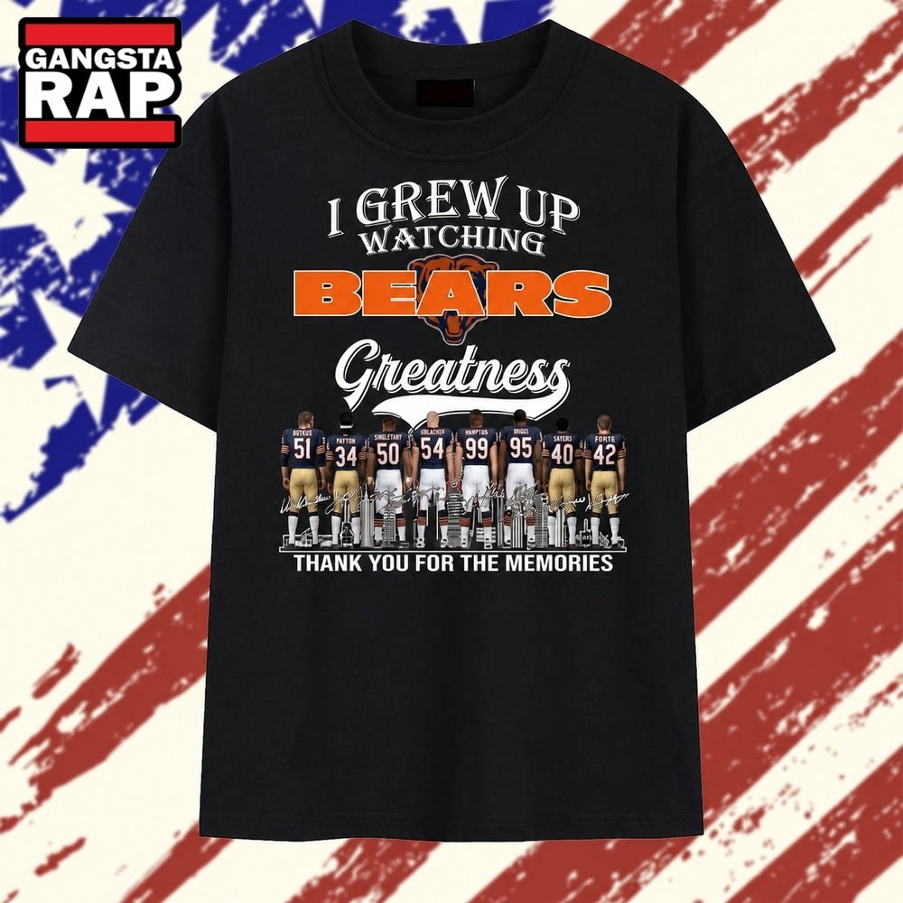 Vintage Chicago Bears I Grew Up Watching Greatness Signatures T Shirt