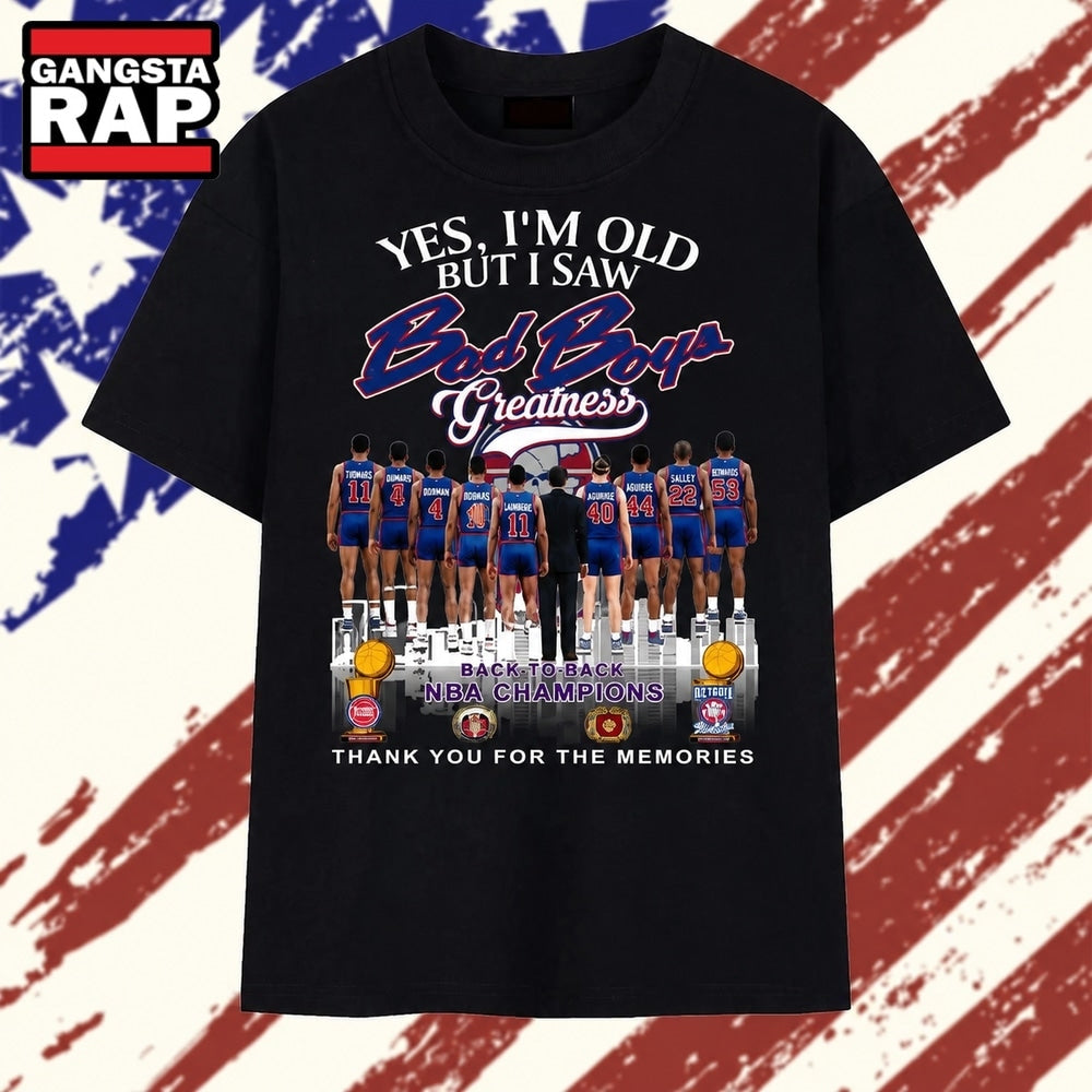 Vintage Detroit Bad Boys Greatness Back To Back NBA Champions T Shirt