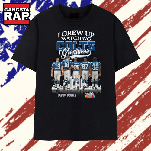 Vintage I Grew Up Watching Indianapolis Colts Greatness Legends Signatures T Shirt
