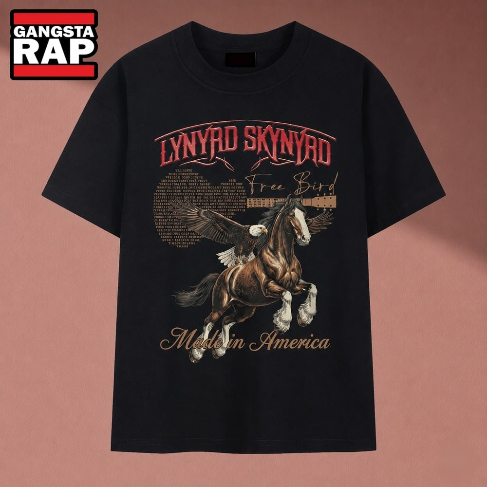 Vintage Lynyrd Skynyrd Free Bird Eagle and Galloping Horse T Shirt, Music 2D Shirt