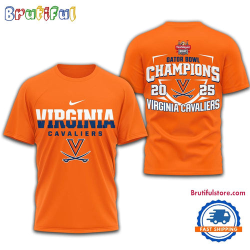 Virginia Cavaliers 2025 NCAA Gator Bowl Champions Orange 3D Shirt