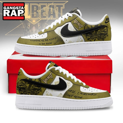 Volbeat Still CountingOlive Green Rock Band Graphic Air Force 1 Shoes, Music Air Force 1 Shoes