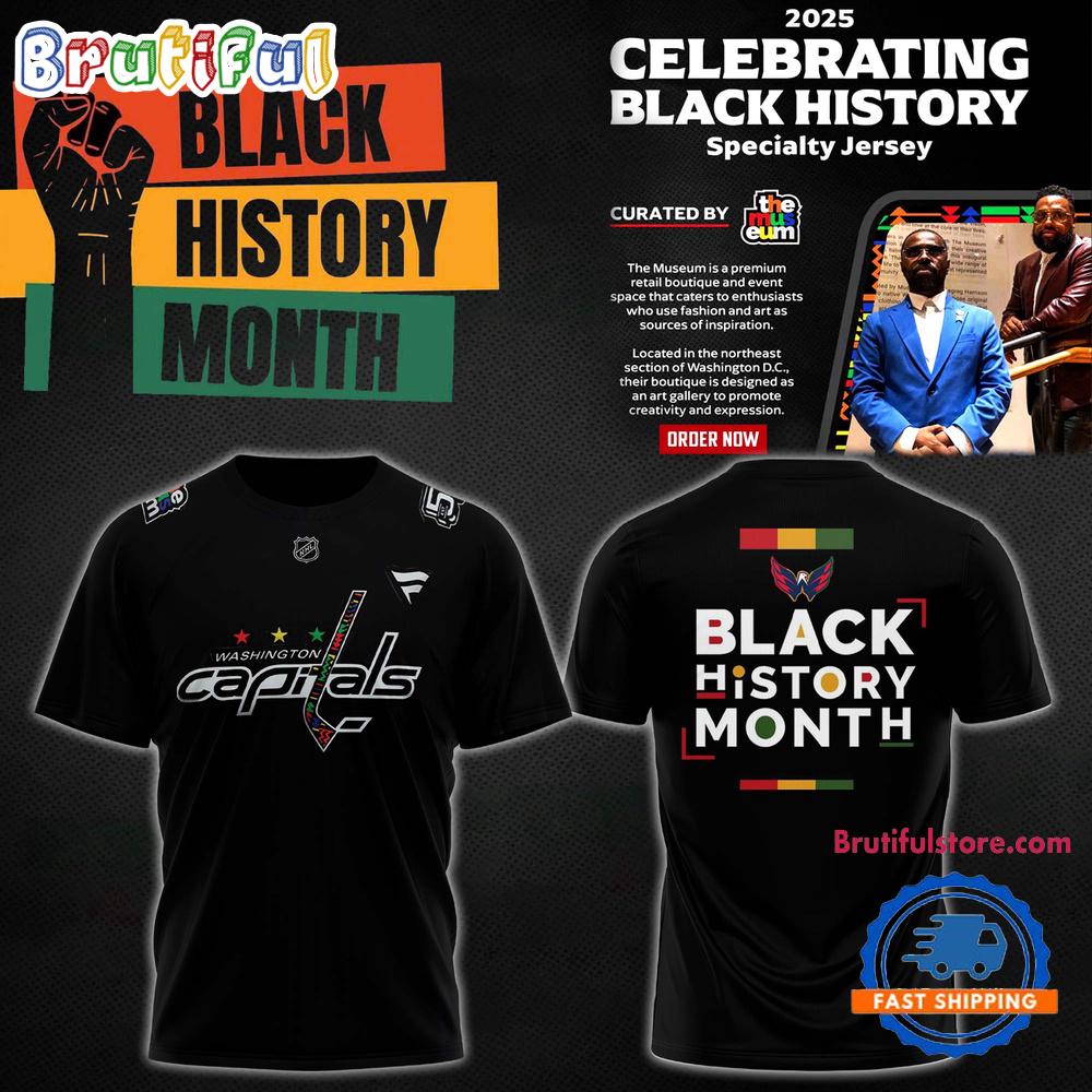 Washington Capitals 2025 NHL Black Month History Specialty Hoodie T-Shirt