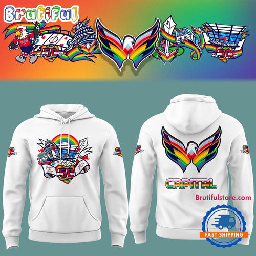 Washington Capitals Special Pride Night White Hoodie T-Shirt