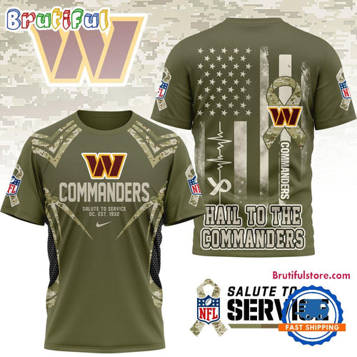 Washington Commanders 2025 NFL Salute to Service Camo All Over Print Shirt