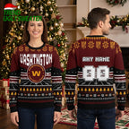 Washington Commanders Custom Name And Number Football Field Ugly Christmas Sweater