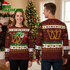 Washington Commanders Grinch Christmas Lights Ugly Christmas Sweater