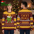 Washington Commanders Grinch Santa Hat Ugly Christmas Sweater