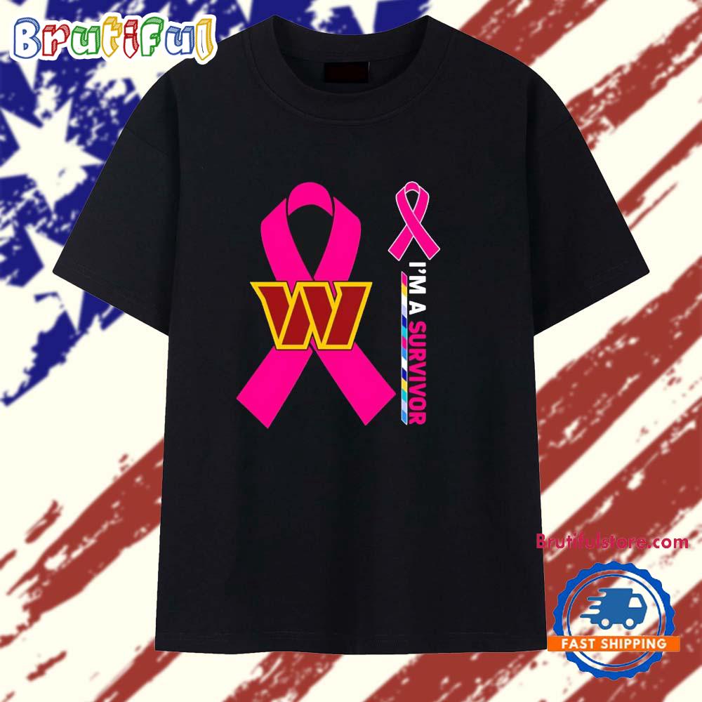 Washington Commanders I’m a Survivor Pink Cancer Ribbon T Shirt