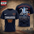 Washington Commanders NFL Honoring 25 Years Remembering September 11 T Shirt, Football New Design Shirt