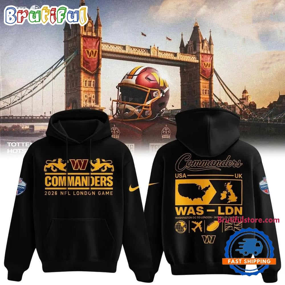 Washington Commanders NFL London Games 2026 Black Hoodie