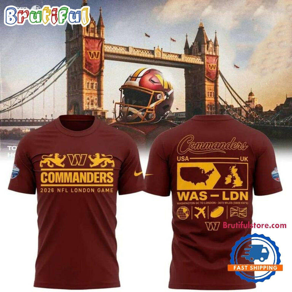 Washington Commanders NFL London Games 2026 New Design T Shirt