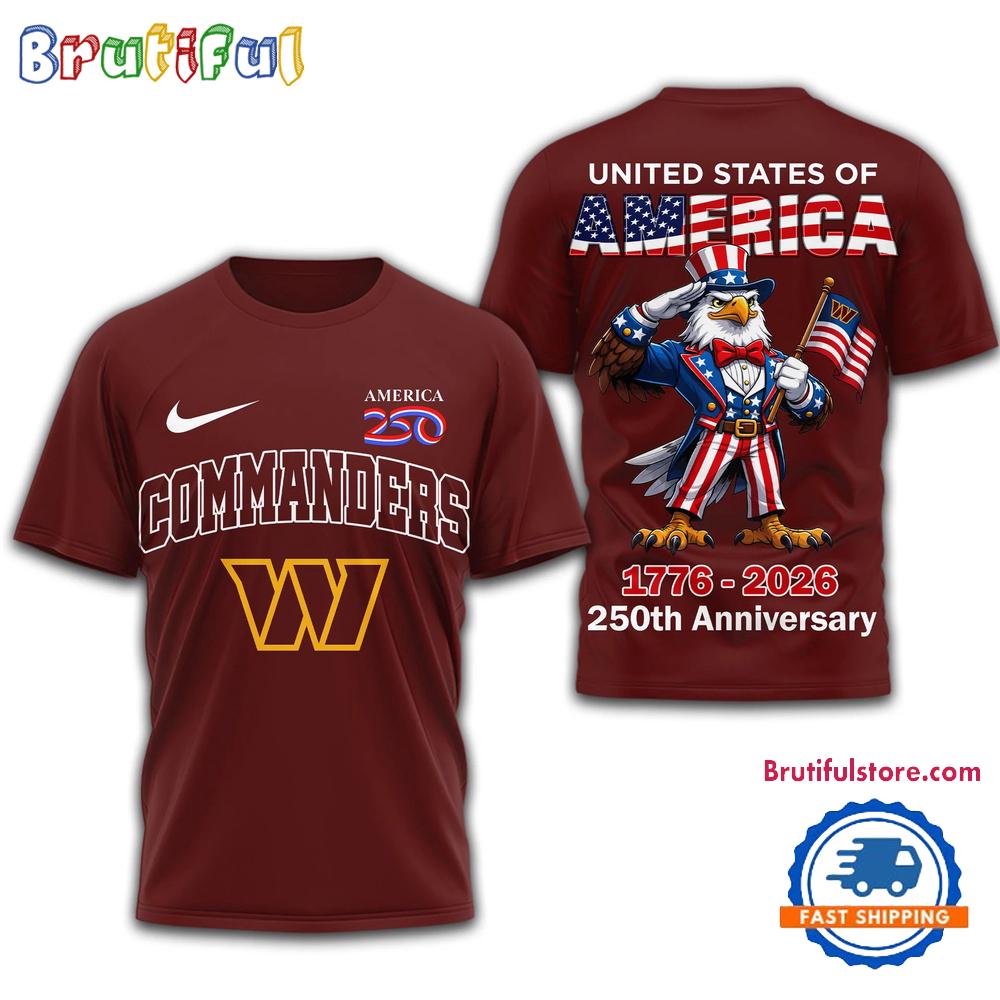 Washington Commanders NFL United States of American 250th Anniversary 3D T Shirt