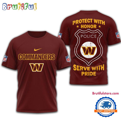Washington Commanders Protech With Honor Police Serve With Pride 3D Shirt