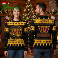 Washington Commanders Snowflake Logo Custom Name Ugly Christmas Sweater
