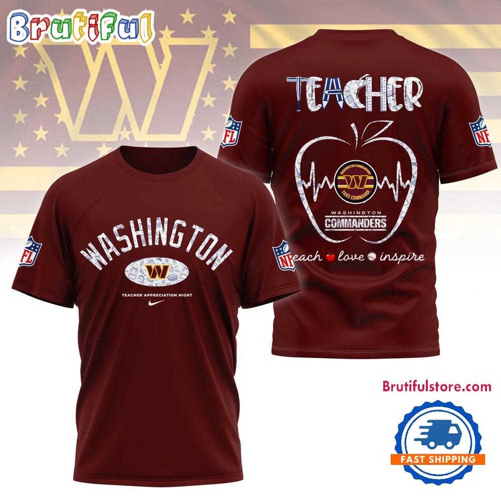 Washington Commanders Teacher Appreciation Night 2025 3D Shirt