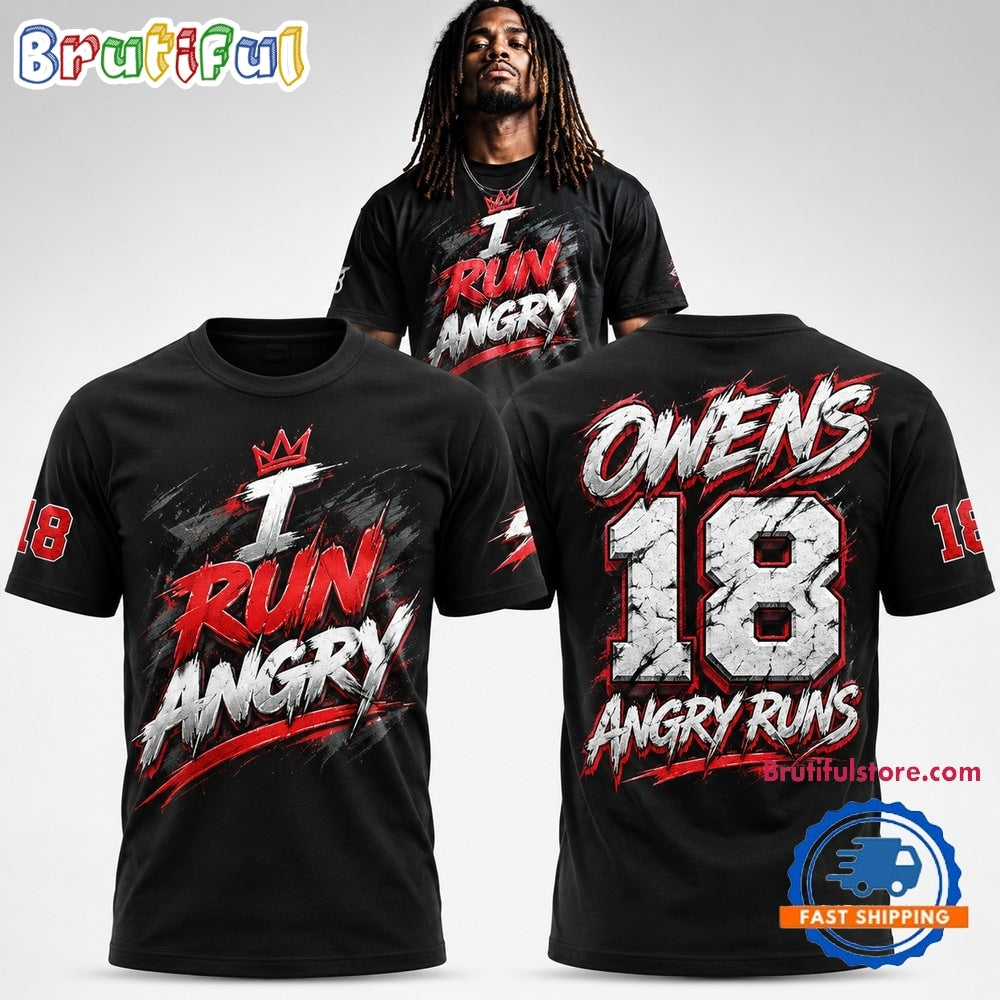 Washington Commanders Tyler Owens I Run Angry 2026 Black 3D Shirt