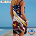 Washington Commanders USA Independence Day Women’s Summer Beach Sling Dress