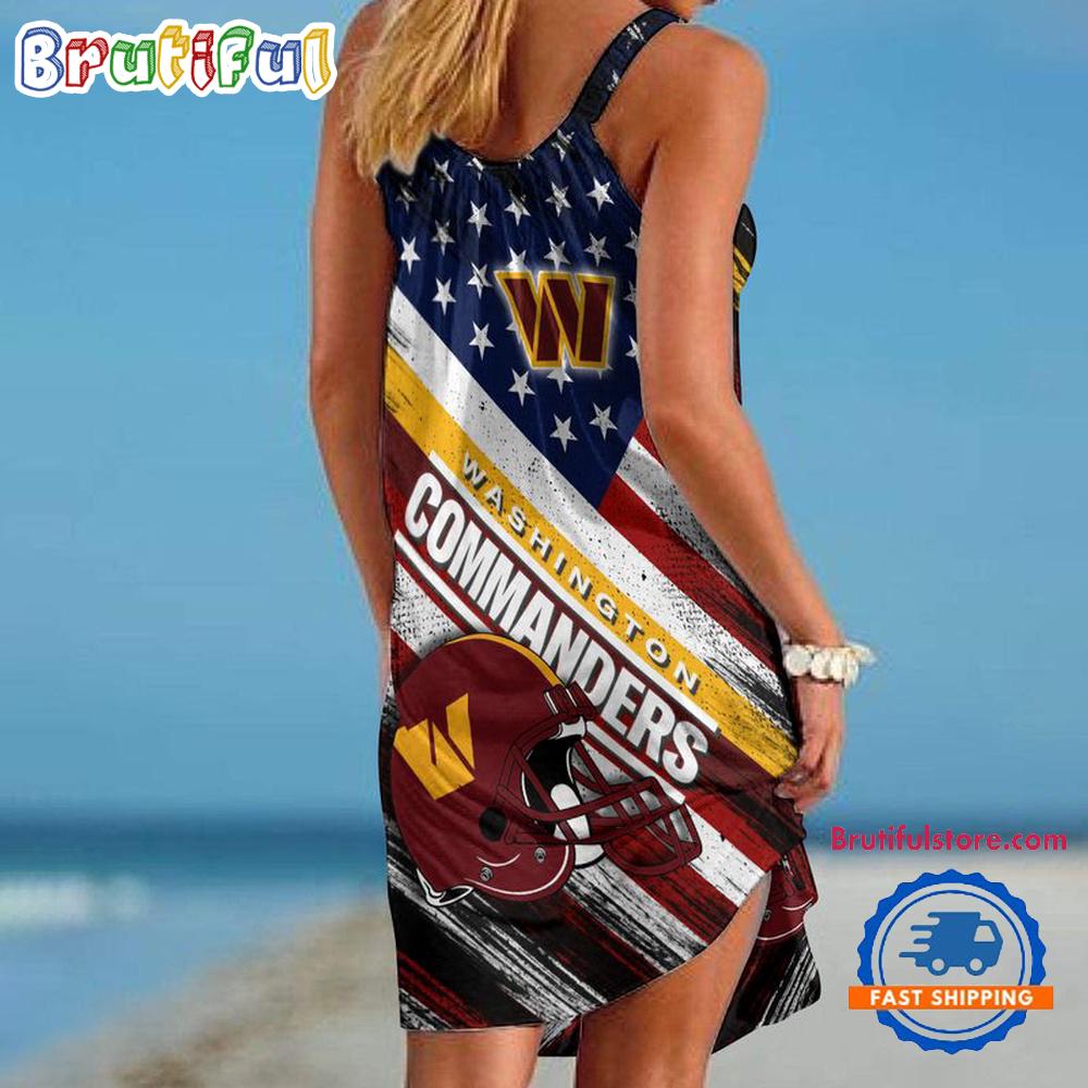 Washington Commanders USA Independence Day Women’s Summer Beach Sling Dress