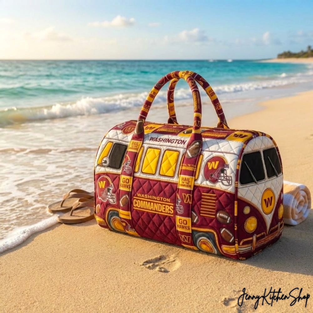 Washington Commanders Vintage Camper Van Style Quilted Duffel Bag