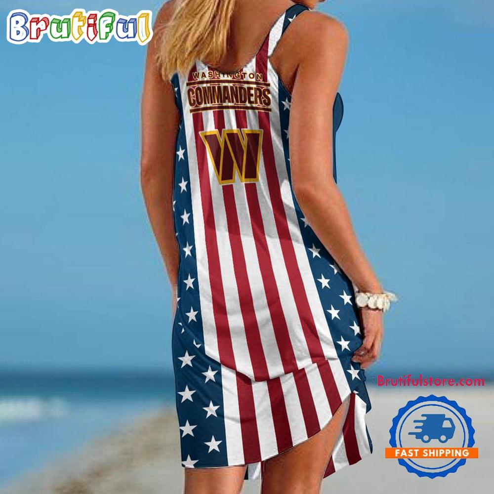 Washington Football Team In My Veins USA In My Heart Independence Day Women’s Summer Beach Sling Dress