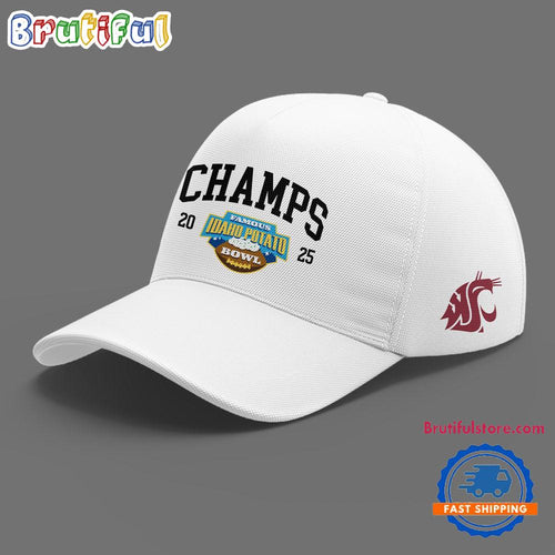 Washington State Cougars Football 2025 Potato Bowl Champions Limited Edition White Cap