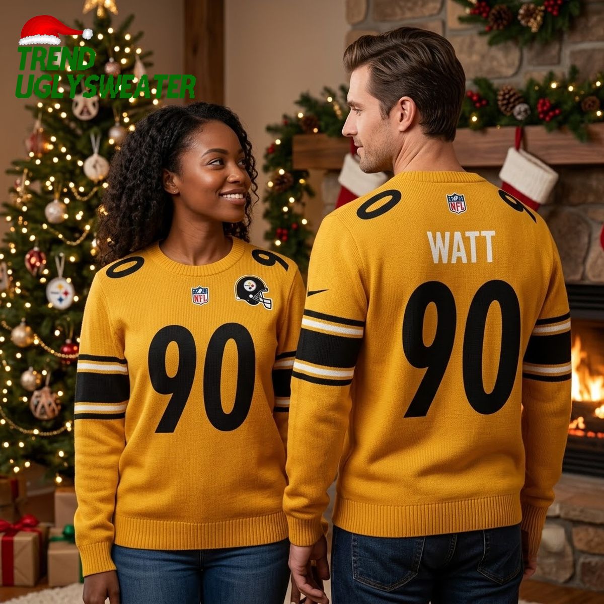 Watt 90 Pittsburgh Steelers Ugly Christmas Sweater