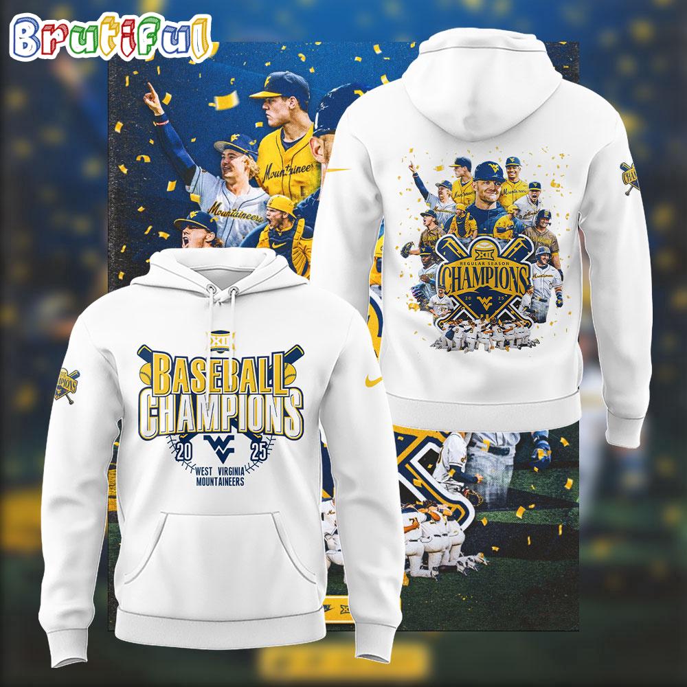 West Virginia Mountaineers 2025 Baseball Big 12 Champions Team Player Hoodie