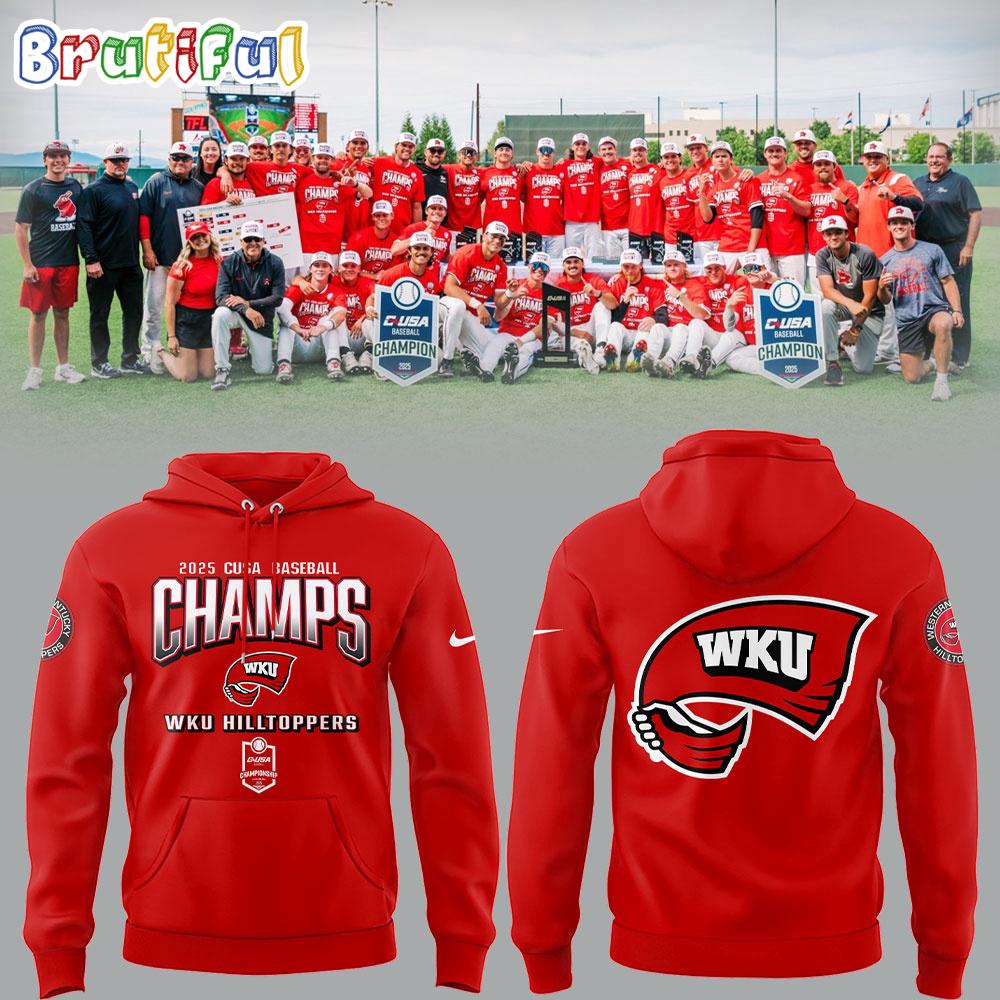 Western Kentucky Hilltoppers Baseball x 2025 CUSA Tournament Champions Red Hoodie T-Shirt