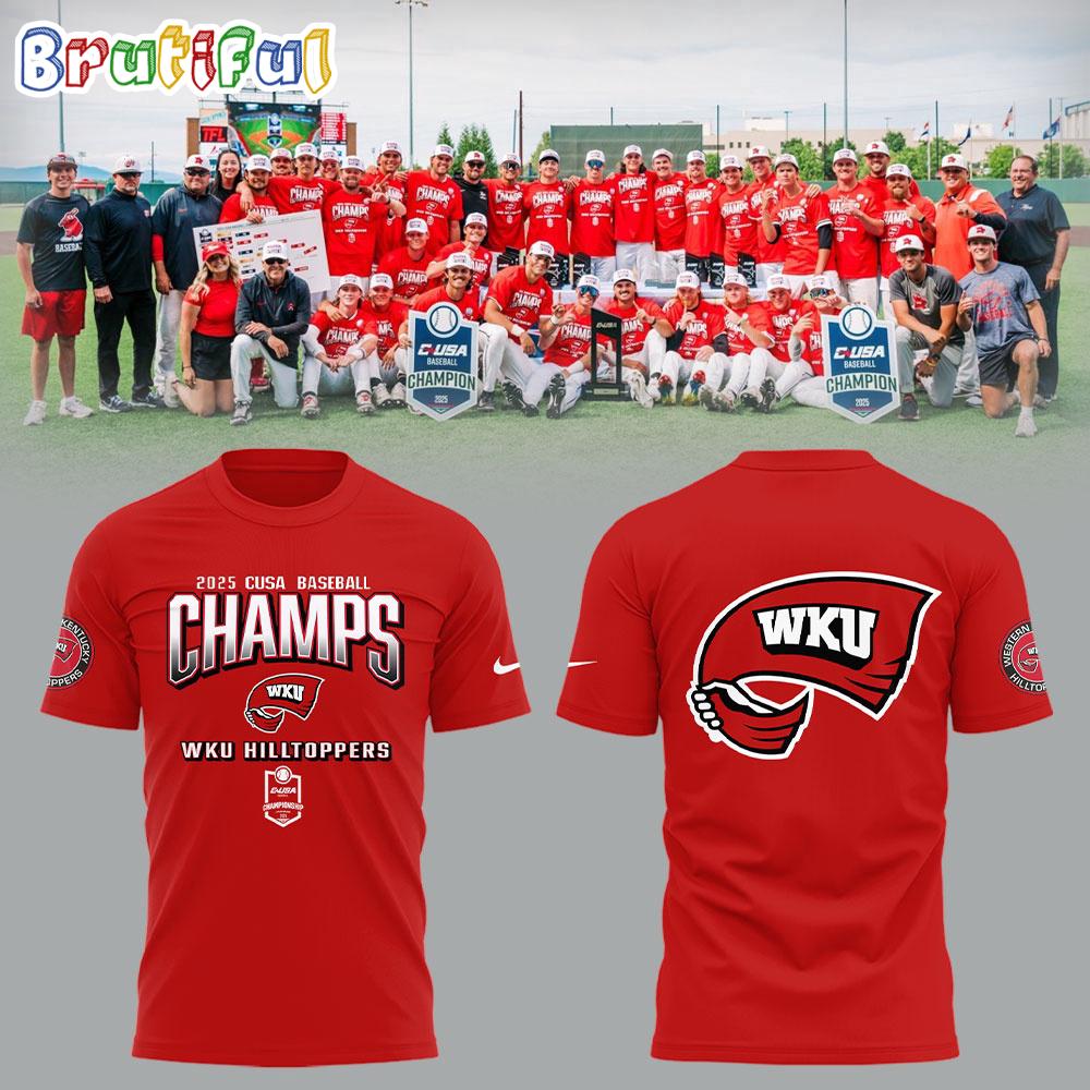 Western Kentucky Hilltoppers Baseball x 2025 CUSA Tournament Champions Red Hoodie T-Shirt