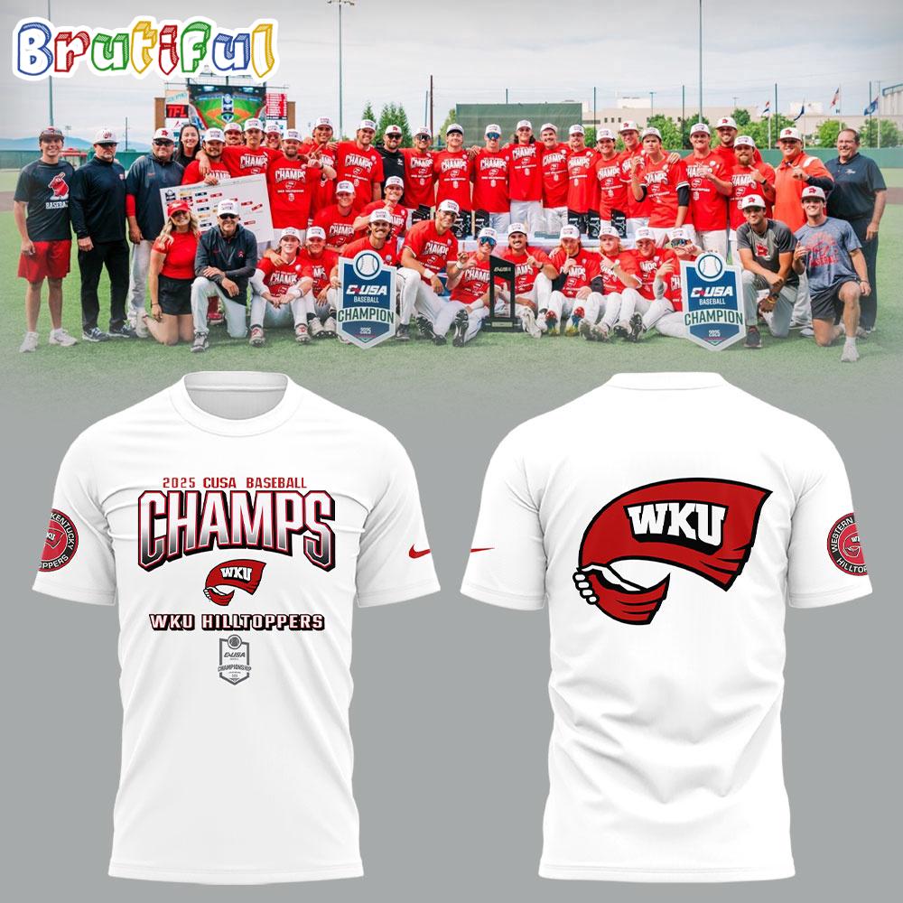 Western Kentucky Hilltoppers Baseball x 2025 CUSA Tournament Champions White Hoodie T-Shirt