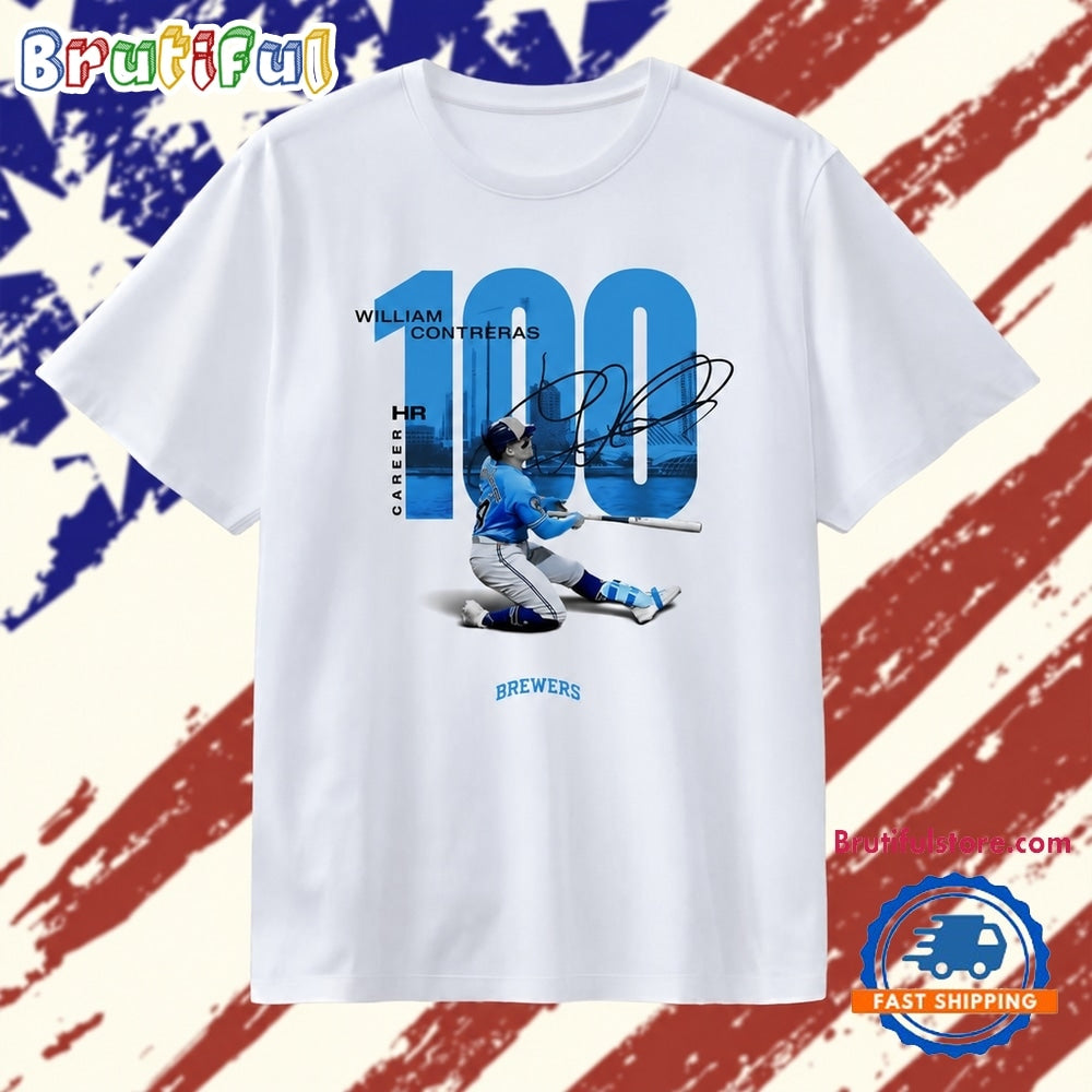 William Contreras Milwaukee Brewers Career 100 HR Signature T Shirt