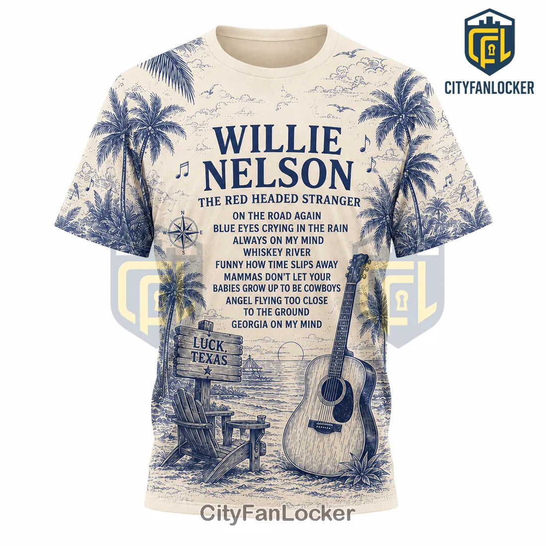 Willie Nelson Lyric Cream T-Shirt 2026