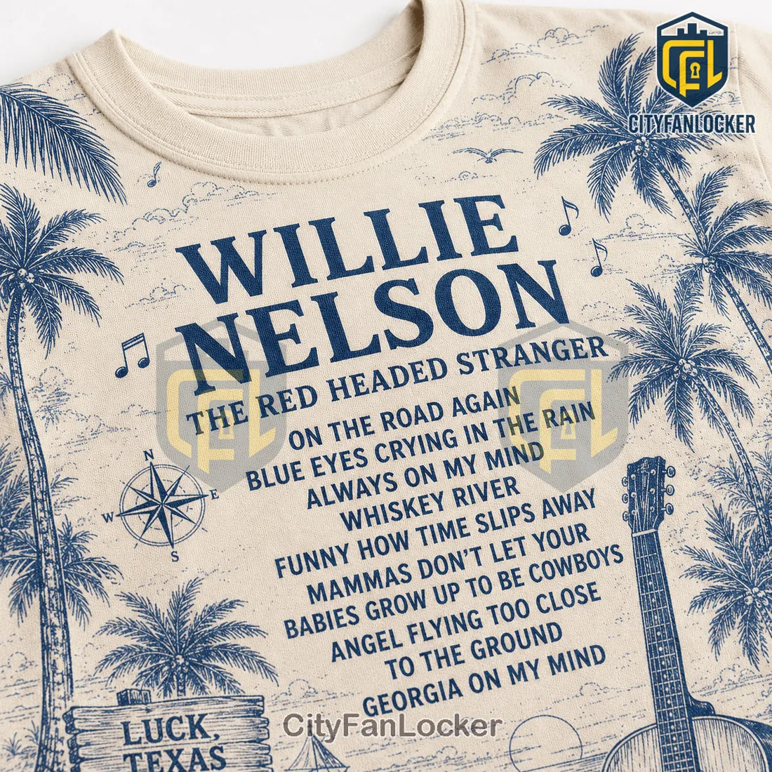 Willie Nelson Lyric Cream T-Shirt 2026