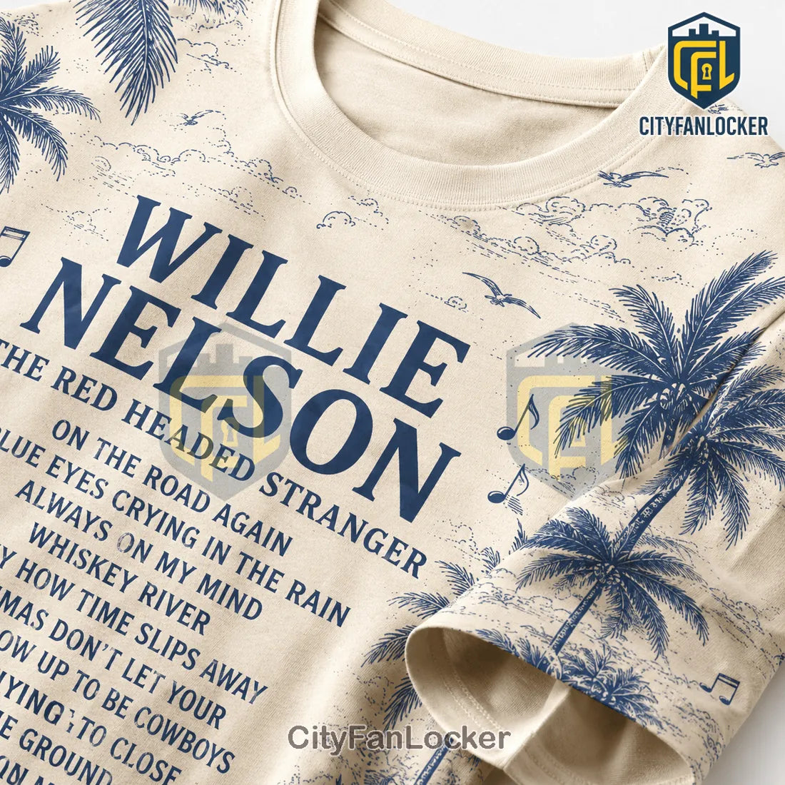 Willie Nelson Lyric Cream T-Shirt 2026