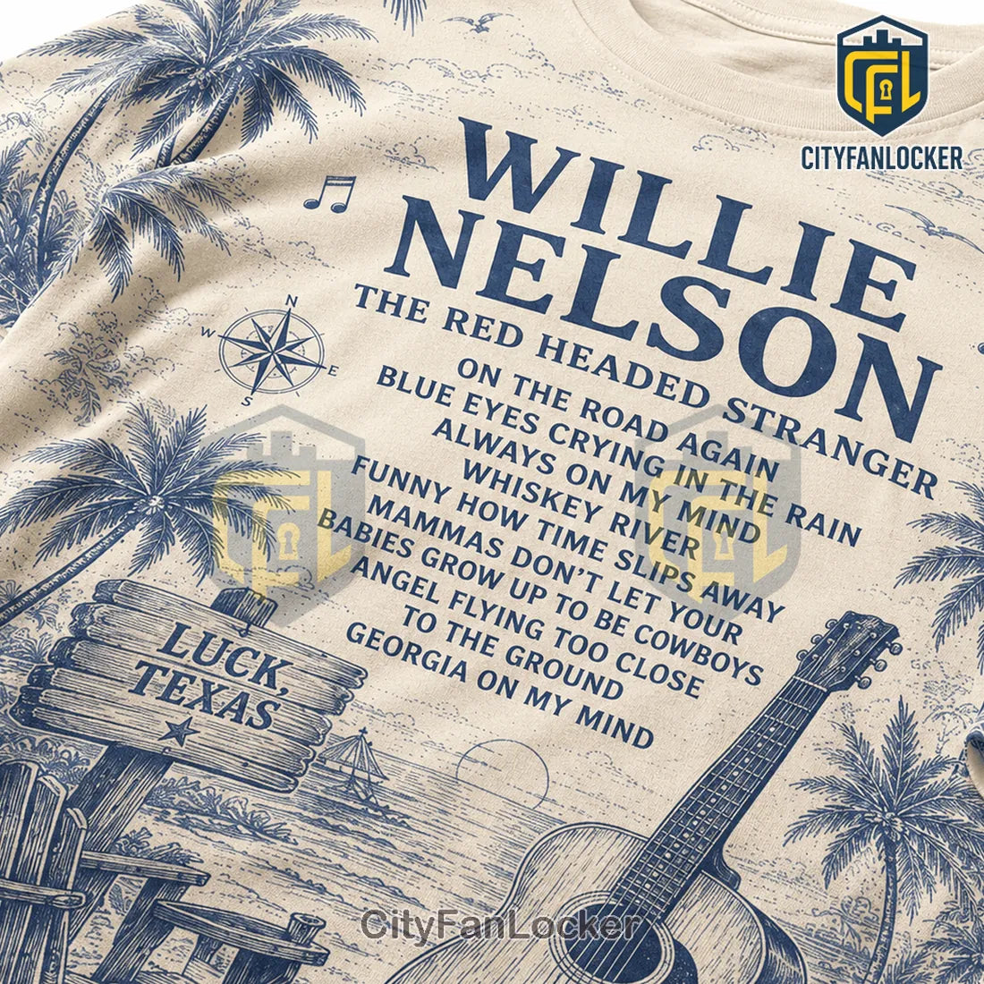 Willie Nelson Lyric Cream T-Shirt 2026
