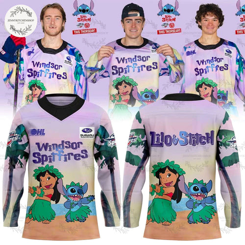 Windsor Spitfires x Lilo Stitch New 2025 Limited Hockey Jersey