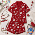 Wisconsin Badgers NCAA Heartbeats & Home Teams Short Sleeve Pajamas Set