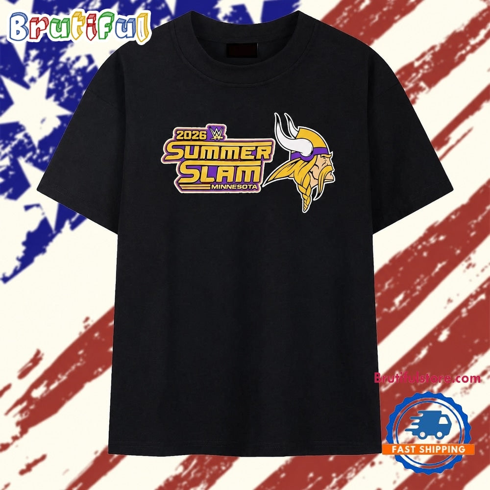 WWE SummerSlam 2026 Minnesota with Vikings logo T Shirt