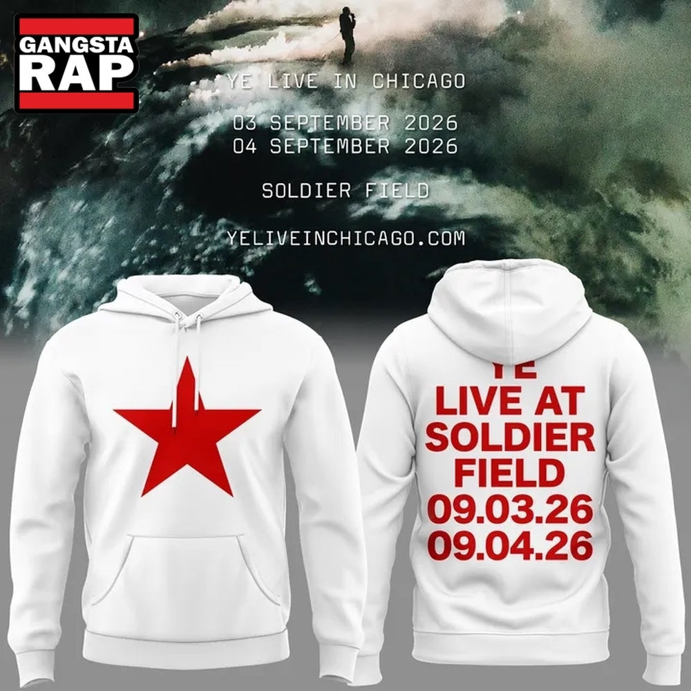 YE LIVE AT SOLDIER FIELD, 2026 Ye Live Concert Tour White Hoodie T-Shirt