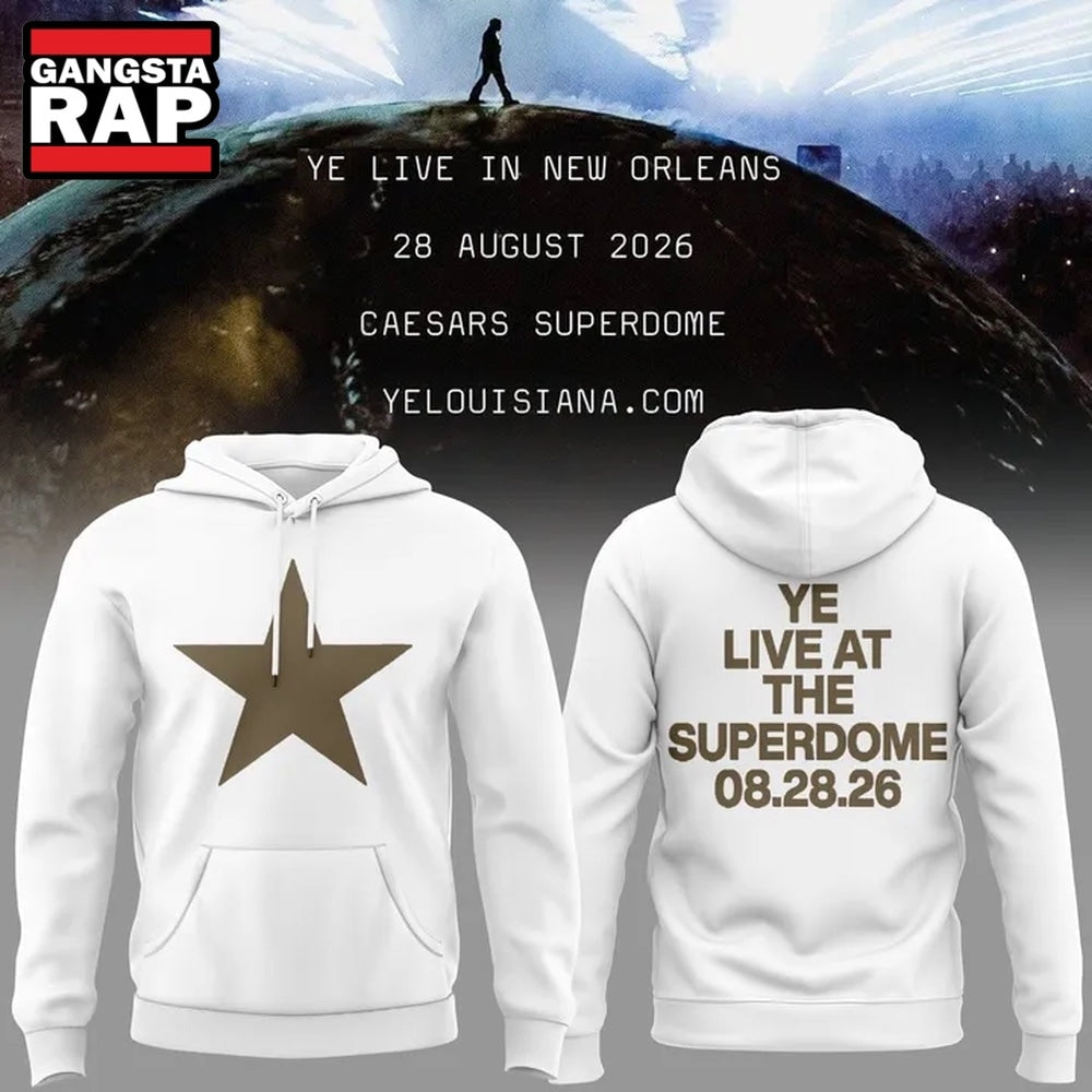 Ye Live Concert Tour At The Superdome 2026 White Hoodie
