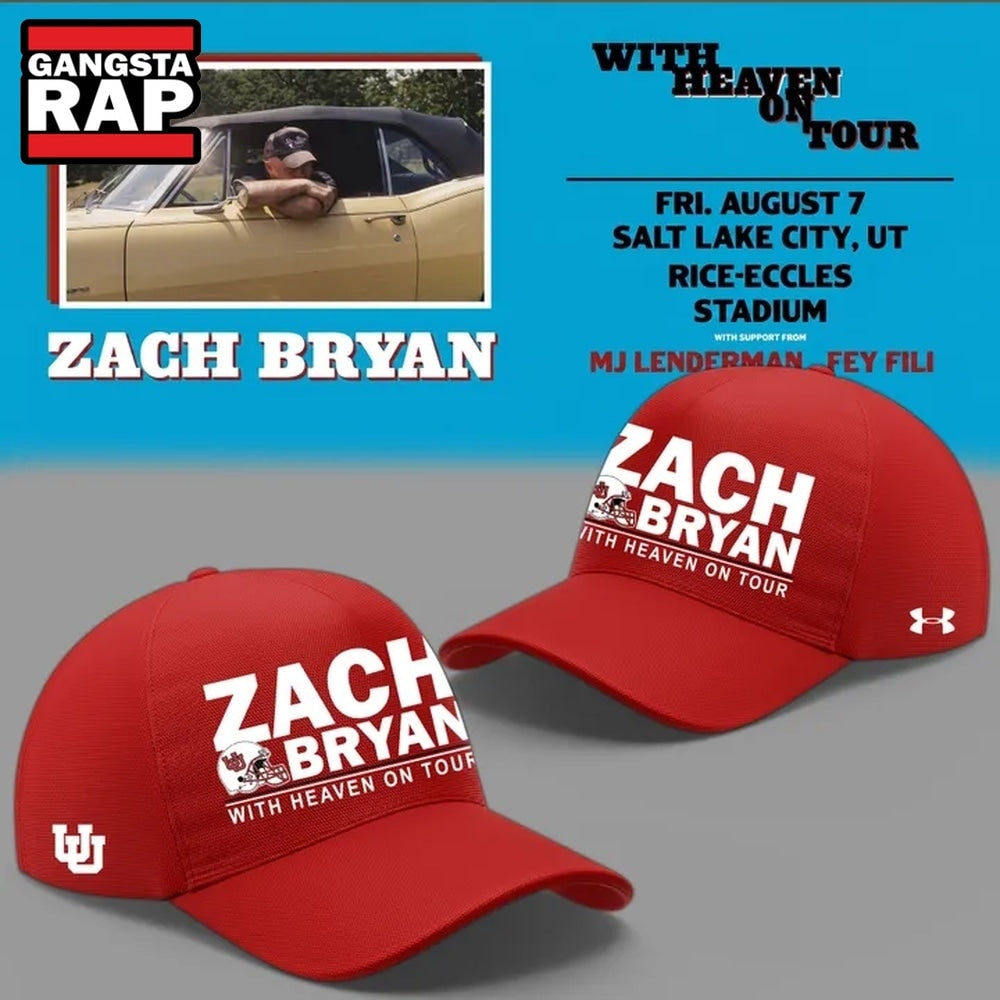 Zach Bryan x Utah Utes Football With Heaven On Tour 2026 Cap , Trendy Music Baseball Cap