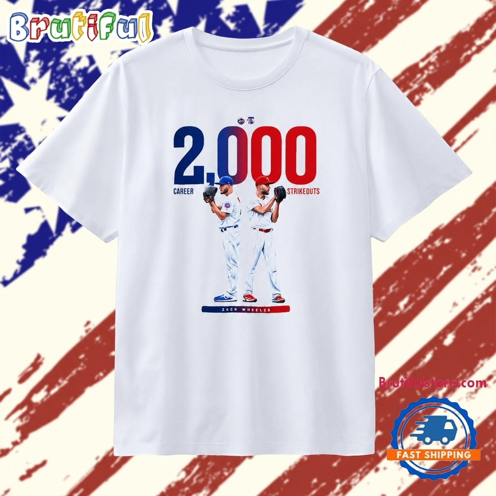 Zack Wheeler 2000 Career Strikeouts NY Mets and Philadelphia Phillies T Shirt