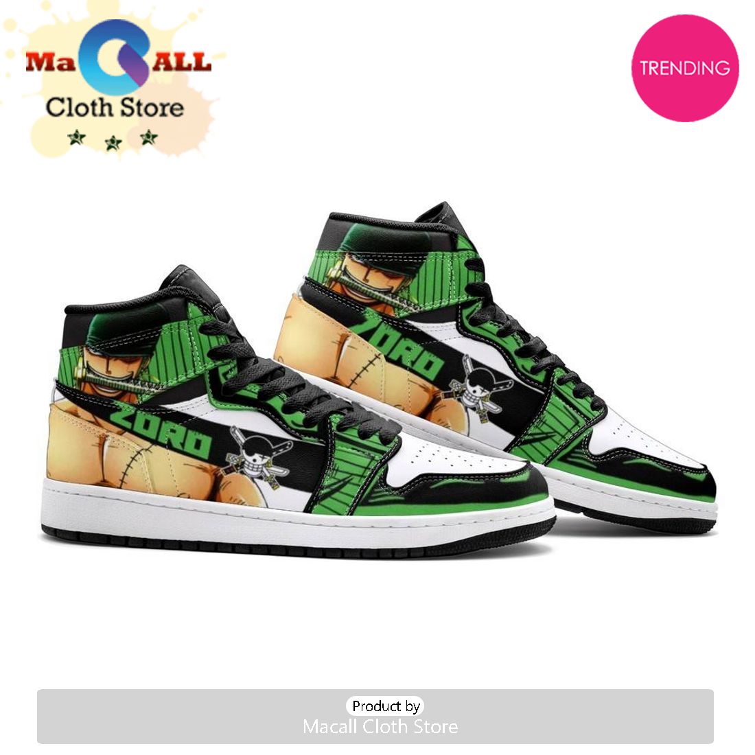 Zoro Roronoa One Piece Air Jordan 1 High Top Shoes